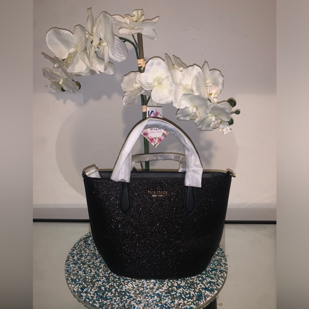 NWT Kate Spade ♠️ Glitter mixed satchel black glimmer